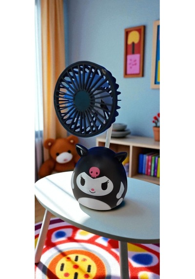 Kuromi Figürlü Mini Masaüstü Usb Fan Taşınabilir Tasarım Hediyelik Eşya Doğum Günü