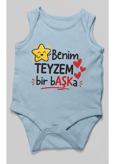 Morivokids Benim Teyzem Bir Başka Sıfır Kollu Bebek Zıbını %100 Pamuk Bebe Mavisi