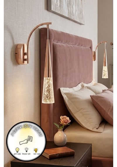Luxury Sarkıt Cam Led Aplik 3 Renk Modlu Elektrikli Pilli Değildir Salon Yatak Odası Dekoratif Aydınlatma Sarı