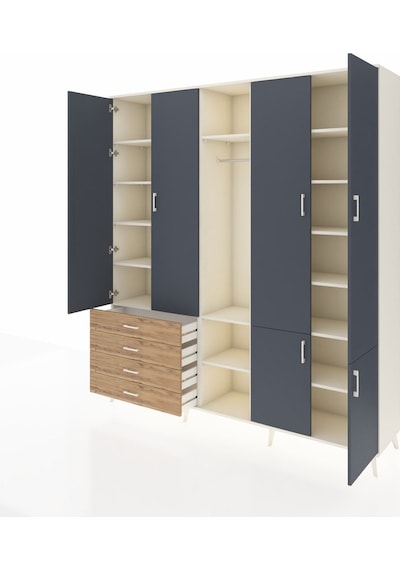 Hyperion Dolap 14 Raflı 4 Çekmeceli Tek Askılı 220x44x243 Aytaşı-antrasit/çam Çok Renkli Hyperion Dolap 14 Raflı 4 Çekmeceli Tek Askılı 220x44x243 Aytaşı-antrasit/çam Çok Renkli