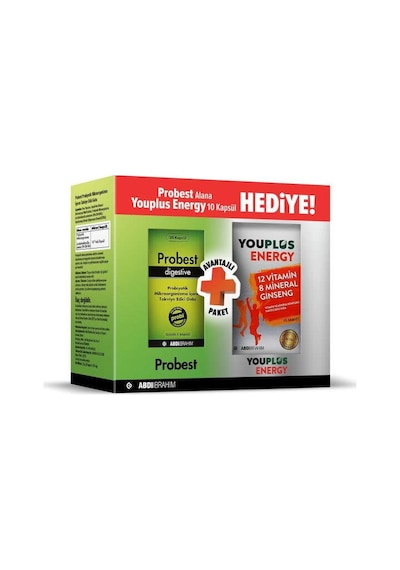 Probest Digestive Probiyotik 20 Kapsül Alana + Youplus Energy 10 Tablet Hediye 8699514013037