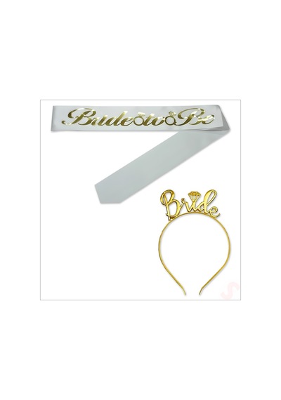 Bride To Be Kuşak Ve Bride Metal Taç Seti - Altın