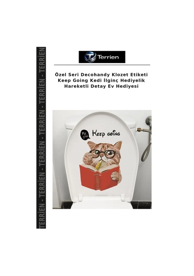 Özel Seri Decohandy Klozet Etiketi Keep Going Kedi İlginç Hediyelik Hareketli Detay Ev Hediyesi