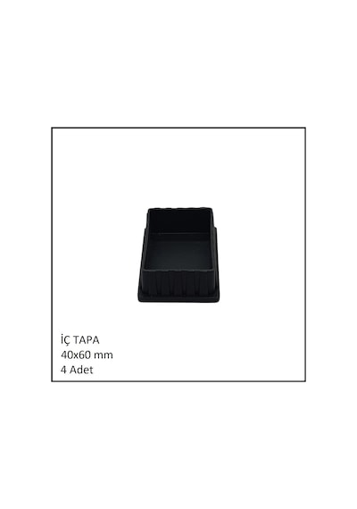 Plastik İç Tapa, Profil Tapası, Dikdörtgen, Siyah, 40x60 Mm 4 Adet Siyah