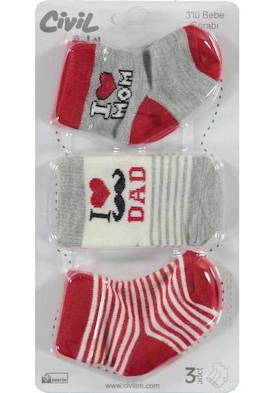 Civil Baby Bebek 3'lü Çorap Set Yenidoğan Kırmızı D3c49201723n1 Kırmızı