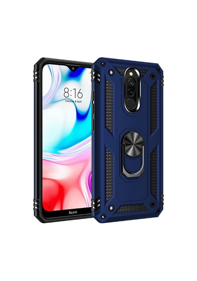 Xiaomi Redmi 8 Kılıf Sert Silikon Yüzüklü Stand Özellikli Kapak