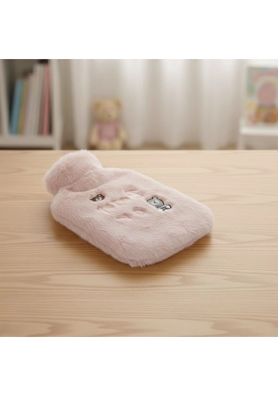 Işıklı Ayıcıklı Figürlü Pembe Peluş Sıcak Su Torbası 1 Lt Yumuşak Kılıf, Uzun Süre Sıcak Tutan Ter Çok Renkli
