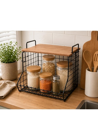 Orret Home Ahşap Raflı Metal Sepet Baharatlık, Meyvelik Sebzelik, Banyo Organizeri, Üst Üste Takılabilir Tezgah Üstü Düzenleyici, Duvara Monte Edilebi Siyah Orret Home Ahşap Raflı Metal Sepet Baharatlık, Meyvelik Sebzelik, Banyo Organizeri, Üst Üste Takılabilir Tezgah Üstü Düzenleyici, Duvara Monte Edilebi Siyah