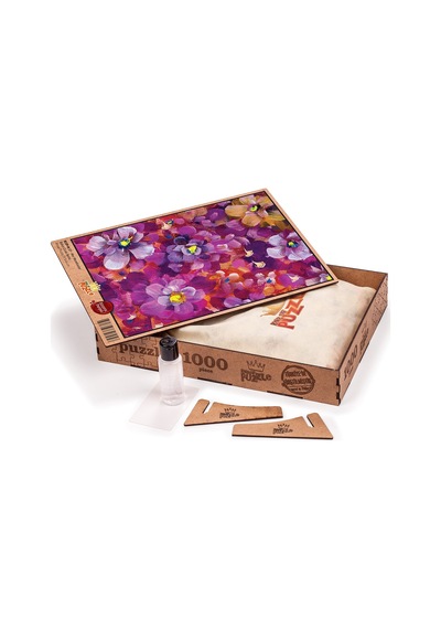 King Of Puzzle Mor Menekşeler (Sürpriz Parçalı) Ahşap Puzzle 1000