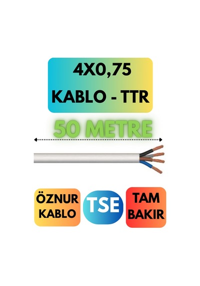 Öznur 4x0,75 Ttr Kablo Metre Seçenekli Beyaz - 50 Metre