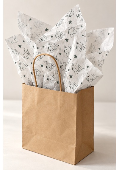 Yılbaşı Çam Ağacı Desenli Pelur Kağıt, 1kg 115 Adet - 50x70 Cm, H