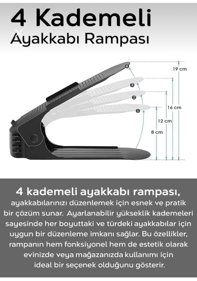 1 Adet Ayarlanabilir Ayakkabı Rampası Plastik Siyah Cn Diğer