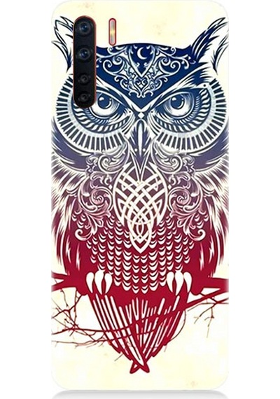 Oppo A91 Uyumlu Silikon Kılıf Mistik Tribal Baykuş