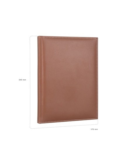 2K 2027 Yeni Yıl Deri Kapak Ajanda Defter Tarihli Çizgili 17x24 CM - Taba