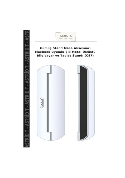 Gümüş Stand Masa Aksesuarı Macbook Uyumlu Şık Metal Dizüstü Bilgisayar Ve Tablet Standı C87