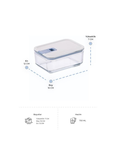 Neoflam Perfect Seal Dikdörtgen Cam Saklama Kabı Bej 750 ML