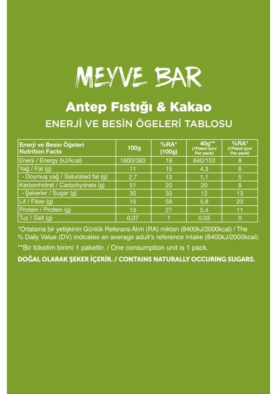 Fellas Meyve Bar 40 G Süper Ikili Kutu 24 Adet - Antep Fıstıklı X 12 Adet + Yaban Mersini X 12 Adet