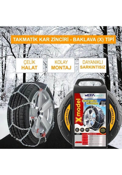 Kar Lastik Zinciri 175/55/r14 Binek Suv X Tipi Takmatik Kolay Montaj 10 CM