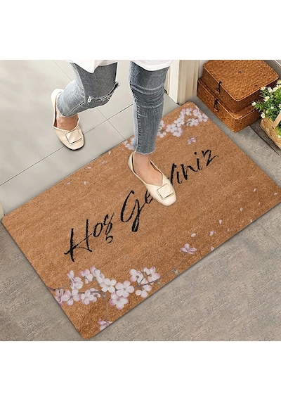 Valerine Life Pembe Kiraz Çiçekleri Hoş Geldiniz Kapı Önü Paspası 45x70cm