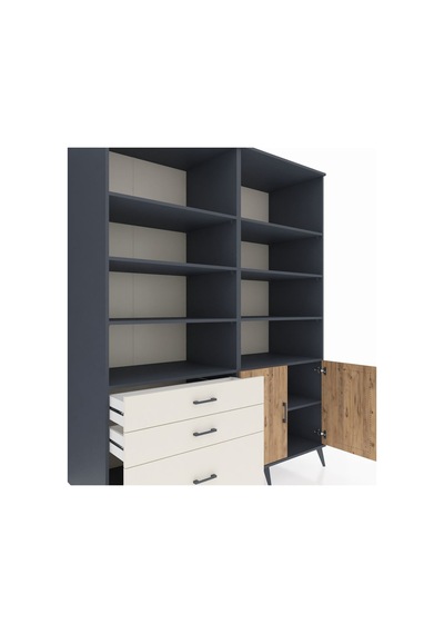 Kronos Gardrop 9 Raflı 3 Çekmeceli 2 Kapaklı 176x59x221 Antrasit-çam/aytaşı Çam/aytaşı Kronos Gardrop 9 Raflı 3 Çekmeceli 2 Kapaklı 176x59x221 Antrasit-çam/aytaşı Çam/aytaşı