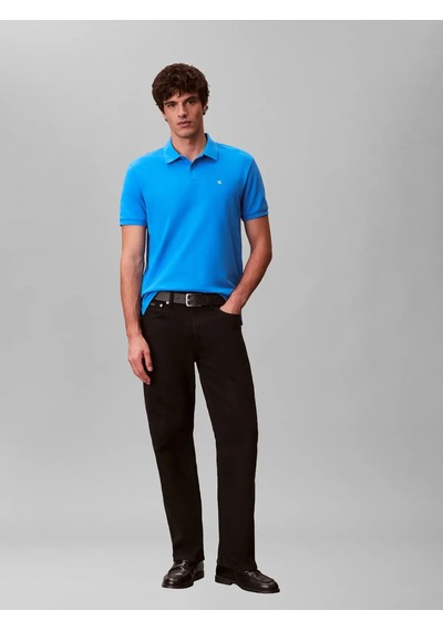 Calvin Klein Ss Monogram Pıque Po, Cfm, S Mavi Erkek Polo T-shirt