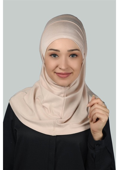 Altobeh İkili Set Pratik Eşarp Hazır Türban ve Hijab Tesettür Bonesi - Bej