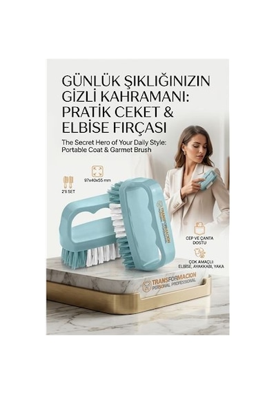Zenvac 2'li Mini Leke Ve Toz Fırçası Seti - Elbise, Ayakkabı, Yaka İçin Pratik Çanta Boy Fırça 723098 Zenvac29