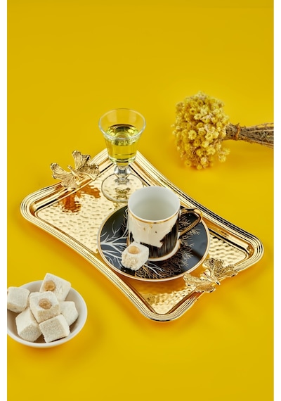 Cooker Kelebekli Metal Dikdörtgen Gold Sunum Tepsisi 27x18 Cm Ckr3173 Diğer