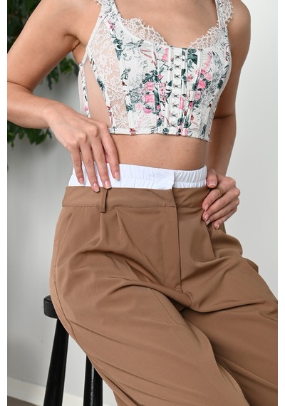 Koza Butik Kadın İspanyol Paça Yüksek Bel Pantolon 6248-24 001
