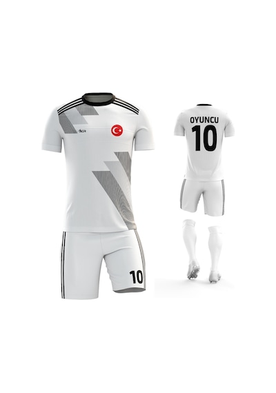 Acr Giyim Kişiye Özel Futbol Forması - Dizayn : Siyah & Beyaz 19 Beyaz - Siyah