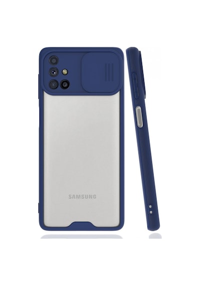 Nettech Samsung Galaxy M51 Uyumlu Platin Kamera Kızaklı Arka Koruma Kılıf - Siyah Siyah