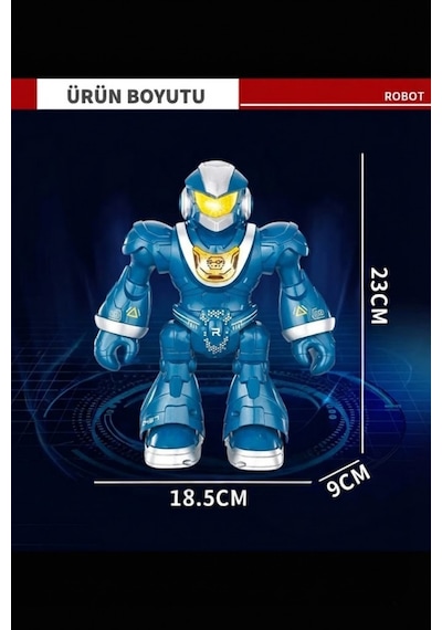 Uzaktan Kumandalı Akıllı Robot Oyuncak - Işıklı, Müzikli, Dans Eden Programlanabilir, 23cm Mavi