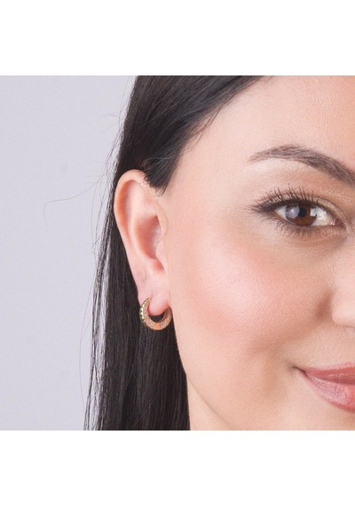 14 Ayar Yanı Taşlı Halka Altın Küpe 2,87 Gr-6371