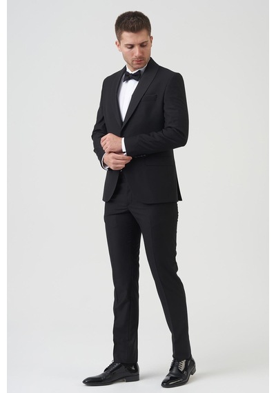 White Stone New York D2401 Slim Fit 6 Drop Takım Elbise Siyah - Siyah