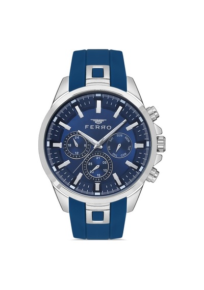 Ferro Fm11379dwt-l3 Quartz Silikon Lacivert 46 Mm Erkek Kol Saati