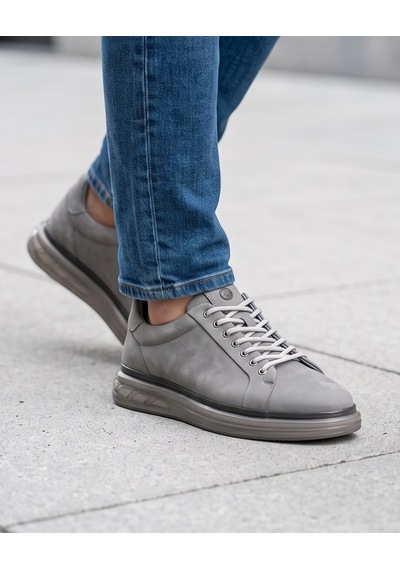 2274-zanelle Hakiki Full Duble Deri Üst Kalite Premıum Erkek Sneaker Ayakkabı Gri