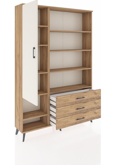 Arges Dolap 9 Raflı 3 Çekmeceli Tek Kapaklı 132x30x195 Çam-aytaşı/çam Aytası/atlas Çam Arges Dolap 9 Raflı 3 Çekmeceli Tek Kapaklı 132x30x195 Çam-aytaşı/çam Aytası/atlas Çam
