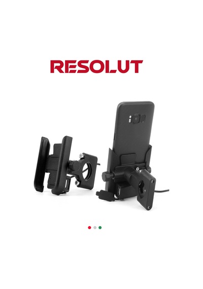 Resolut Motosiklet USB Şarjlı Alüminyum Alaşım Gidon Bağlantılı Telefon Tutucu