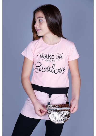Toontoy Kids Toontoy Kız Çocuk T-shirt Önü Çantalı Pembe