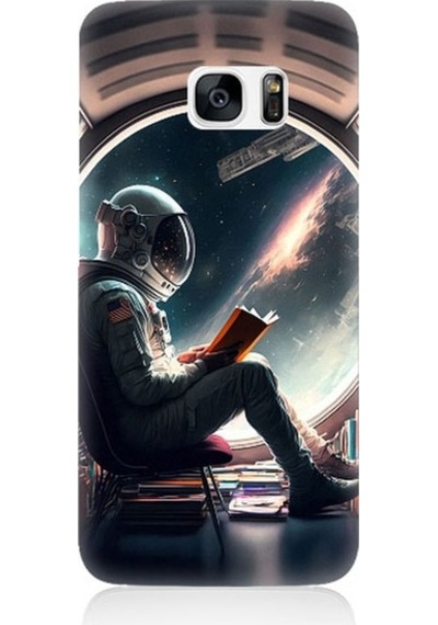 Samsung Galaxy S7 Uyumlu Kitap Ve Astronot Desenli Silikon Kılıf