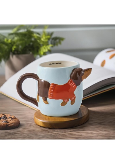 Aryıldız Aryıldz Cozy Köpek Figürlü Kupa 500ml Turuncu - Kırmızı