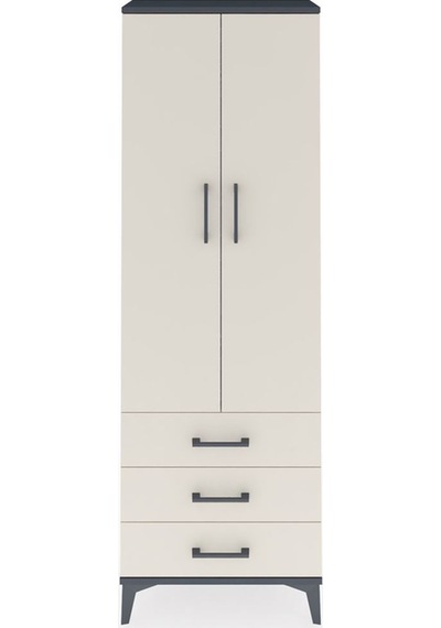 Arges Dolap Tek Raflı 3 Çekmeceli Tek Askılı 60x30x182 Antras... Antrasit