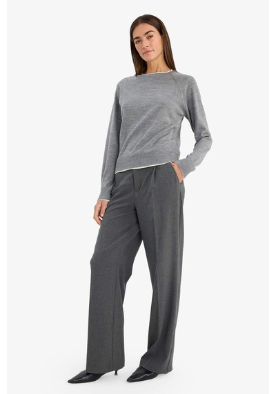 Defacto Relax Fit Bisiklet Yaka Kazak G9739ax25cwgr56 Gri-gr56