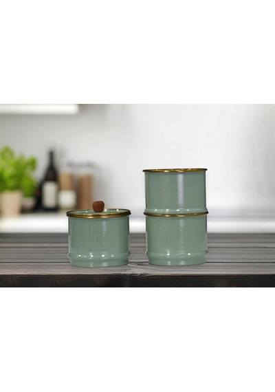 Lexroo Soft Green Emaye Katlı Baharatlık Seti Çok Renkli