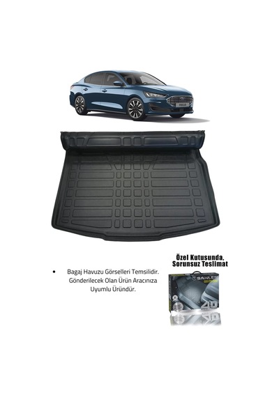 Sahler Focus 4/5 2019+ Sedan Uyumlu 4.5d Premium Havuzlu Paspas Ve Liner Marka 3d Bagaj Havuzu