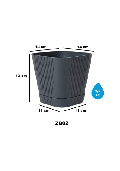 Omnipazar So-zb02 Zambak Dekoratif Plastik Saksı 1.8 Litre No:2 Antrasit 116