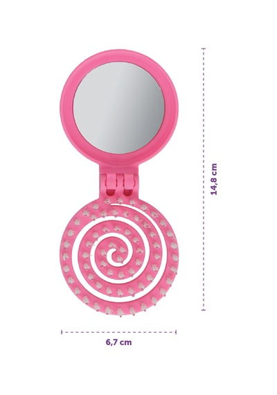 Beauty Makaron Extension Saç Fırçası - Kaynak Saçlara Özel, 3d Esnek, Aynalı, Çanta Boy Pastel Neon Pembe