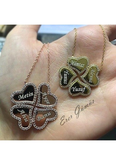 Gümüş 4 Yapraklı Yonca İsimli Kolye Rose Gold
