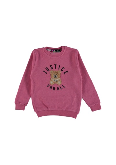 AYICIK PELUŞ NAKIŞLI BASKILI SELANİK KIZ SWEATSHIRT FUŞYA RENK 9Y Fuşya