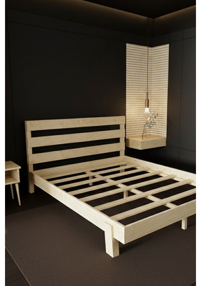 Renazzo Natura New Masif Ahşap Karyola Vernik 140x190 Vernik - 140 X 190
